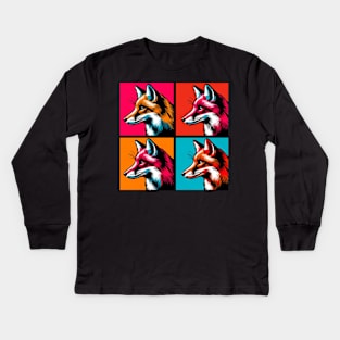 Vivid Vulpine Vision: Pop Art Fox Kids Long Sleeve T-Shirt